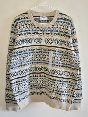 Old Navy SoSoft Fair Isle Sweater Men's Size Large Neutral Cozy Oversized Knit